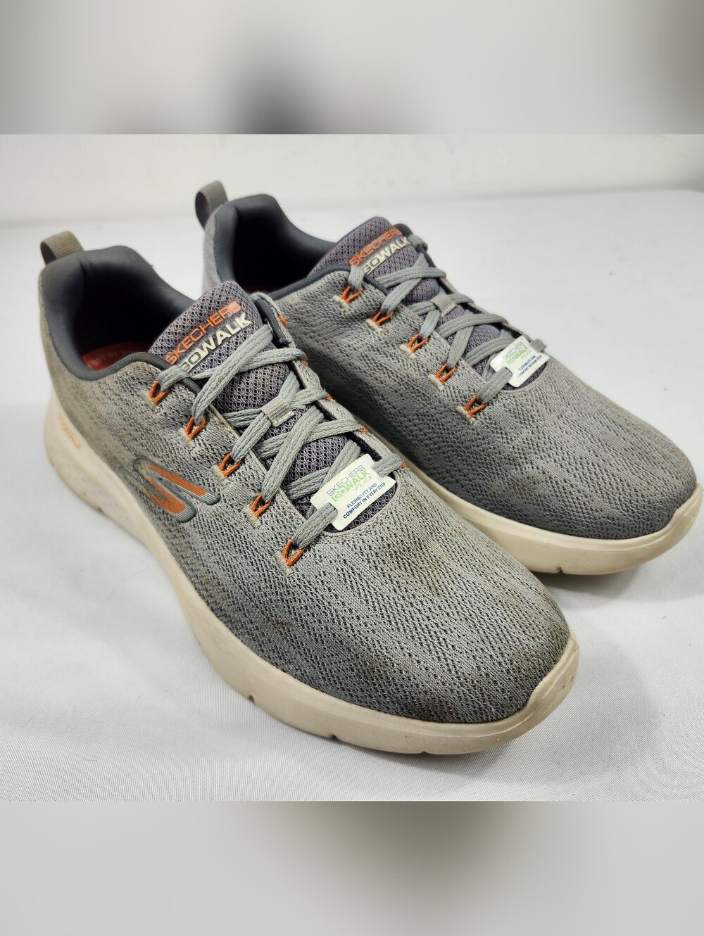 Skechers GOwalk Men’s 11.5 Grey Athletic Walking Shoes Lace Up